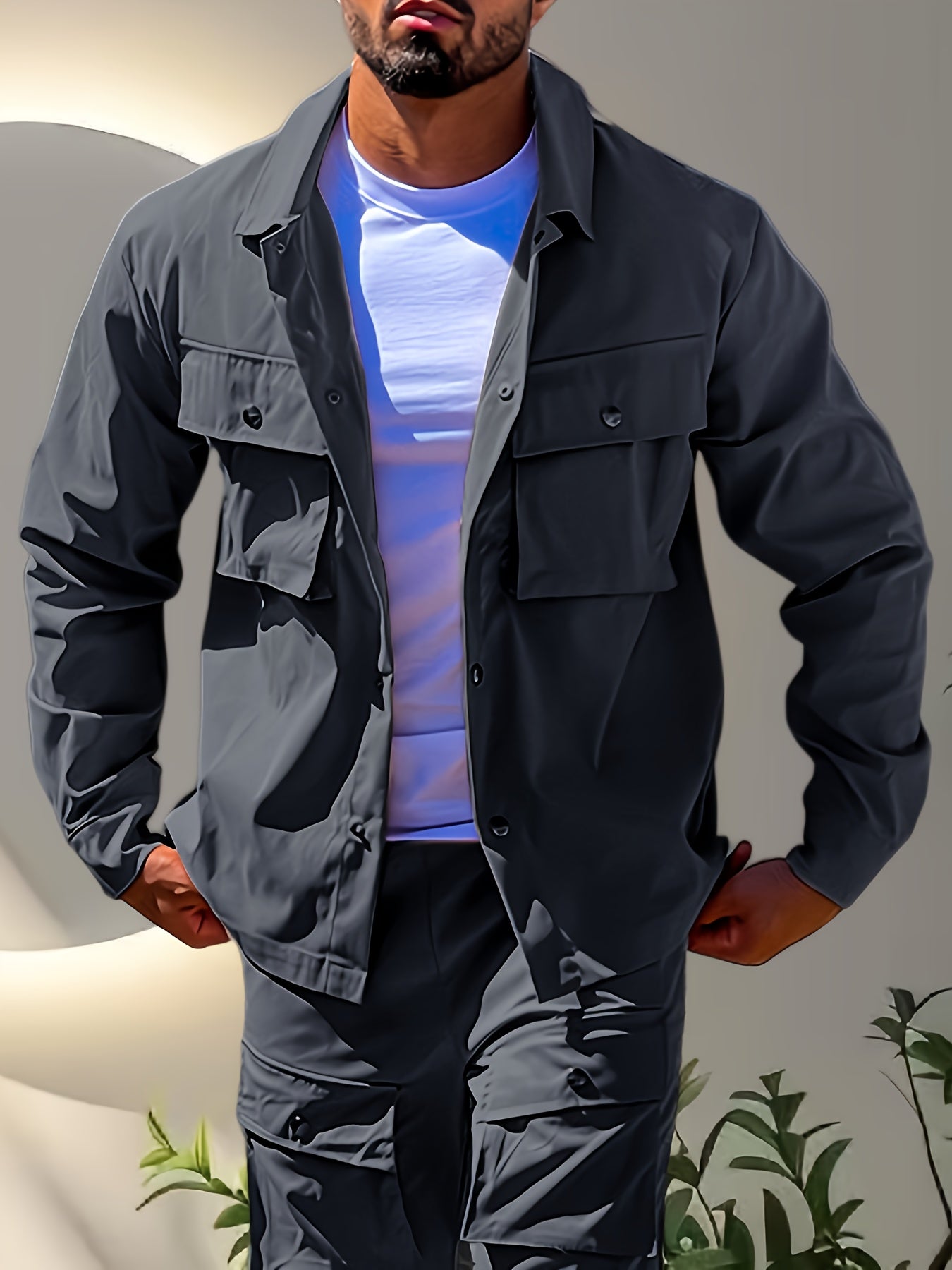 Men'S Stylish Casual Button-Up Shirt - Vibrant Blue, Long Sleeve, Casual Attire, Casual Wear | Vibrant Shirt | Casual Style Shirt