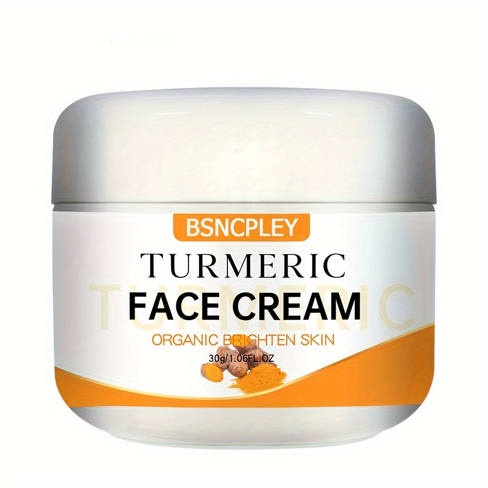 30g/1.06oz, Turmeric Face Cream With Vitamin C - Skin Brightening Moisturizer, For All Skin Types, With Turmeric And Glycerin Extracts For Smooth, Radiant Complexion With Plant Squalane