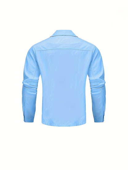 Men'S Stylish Casual Button-Up Shirt - Vibrant Blue, Long Sleeve, Casual Attire, Casual Wear | Vibrant Shirt | Casual Style Shirt