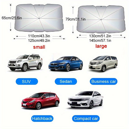 Automobile Windshield Sunshade-Foldable Automobile Umbrella Sunshade, Anti-Ultraviolet Car Front Window (Heat Protection) Windshield Cover Card