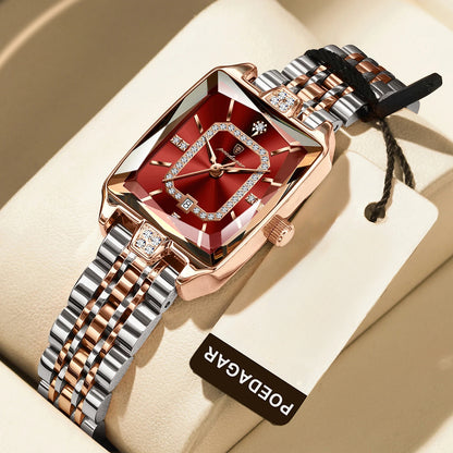 POEDAGAR Minimalist Luxury Women'S Watch - Elegant Stainless Steel Quartz Movement, 30m Waterproof, Date Display, Rectangular Dial for Daily Use & Gift Giving, Casual Chic Style, Quartz Watch, Sophisticated Timepiece