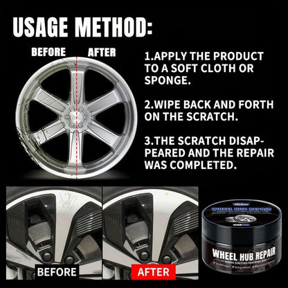 Automobile Wheel Hub Scratch Repair Paste - Black & White, Silvery Aluminum Alloy Chrome Plating Restoration for Car Wheels