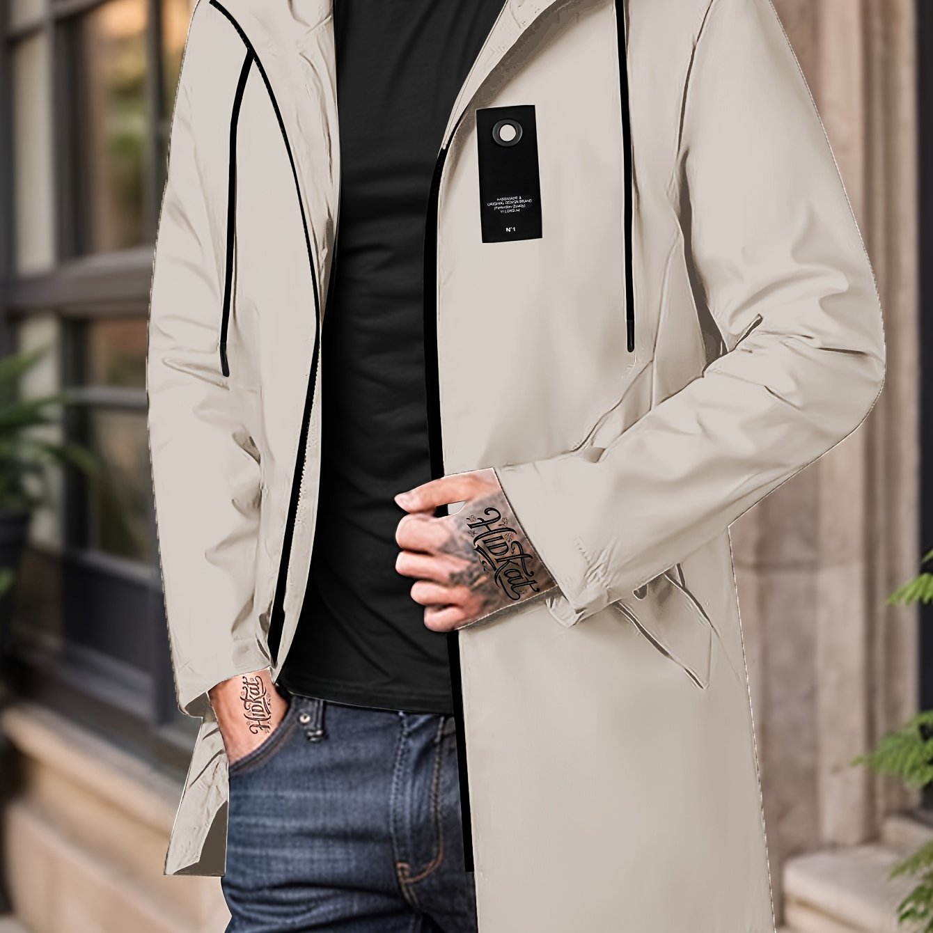 Men'S Casual Hooded Zip-Up Jacket - Solid Color, Lightweight & Breathable Polyester, Regular Fit with Chopping Sting, Perfect for Spring & Fall Daily Wear, Zipper Closure