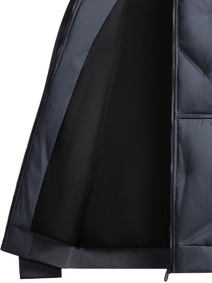 Men'S Heavyweight Thermal Jacket - Winter Coat with Full-Zip Closure, Beige/Neutral Tones - Non-Stretch Fabric for Cold Weather - Formal & Everyday Outerwear - Easy-Care Zipper Front Closure, Winter Jacket, Cold Weather Appar
