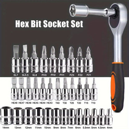 46-piece automobile maintenance tool kit, 1/4 inch drive socket ratchet wrench kit, combined tool kit bicycle automobile maintenance tool.