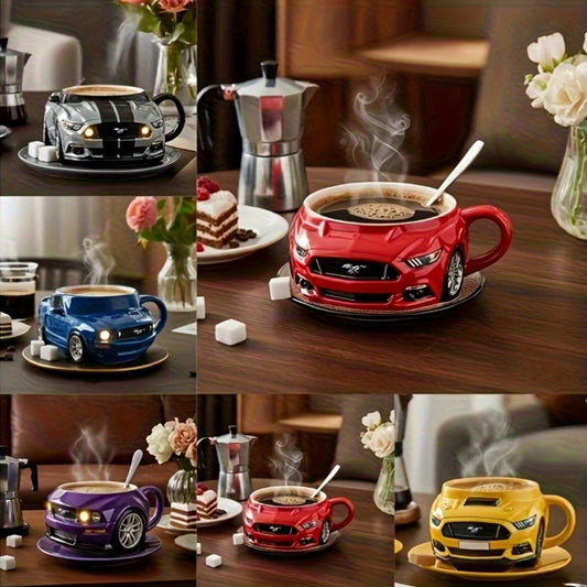 Car-Shaped Coffee Mug | Creative Sporty Style Automobile Coffee Cup with Handle | Portable 3.5 Oz Coffee Cup for Car Enthusiasts & Truck Lovers | Perfect Gift for Men, Women, Friends, Husbands & Dads