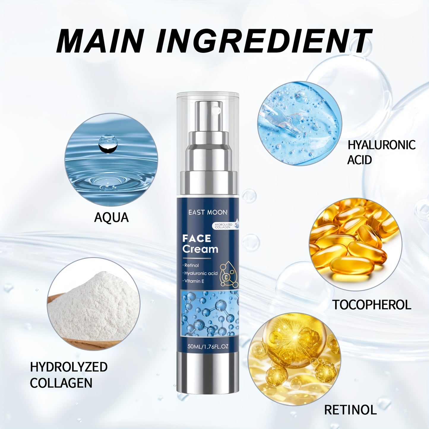 1.69oz Men's Face Cream, Contains Retinol, Hyaluronic Acid And Vitamin E, Firming Hydrating Skin Face Cream