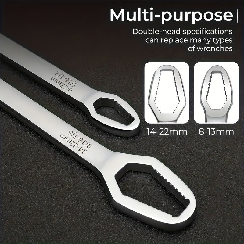 2pcs Universal Torx Wrench Set - 3-17mm and 8-22mm Sizes, Adjustable for Easy Automobile Maintenance, Double-Ended for Self-Tightening Convenience
