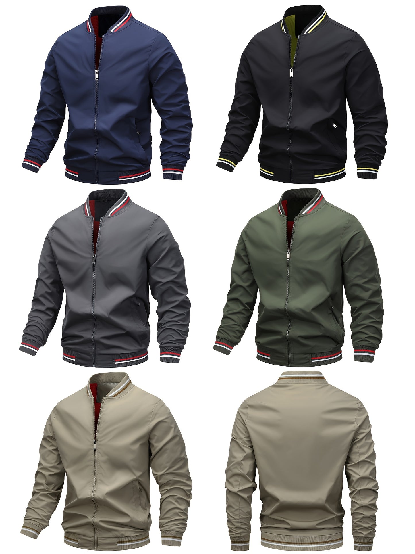 1pc, Spring And Fall Men's Striped Sports Fashion Jacket, Baseball Collar Zip Up Casual Jacket For Mountaineering And Daily Outings