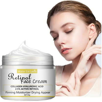 Retinol face cream with 2.5% active retinol, hyaluronic acid and collagen - moisturizing cream for men and women, can tighten and smooth skin - alcohol free, suitable for all skin types, 50g/1.76oz