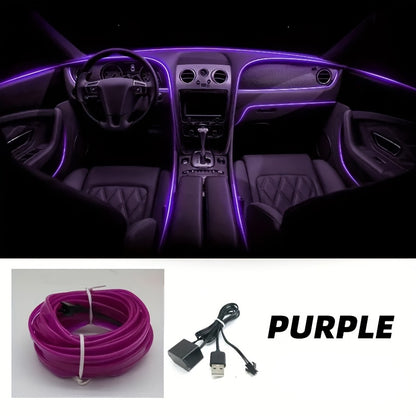 196.85inch Car Environment El Wire LED USB Flexible Neon Interior Lights Set RGB Lighting for Vehicle Decorative Accessories