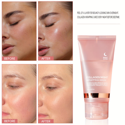 Hydrating Collagen Night Mask, 2.54oz - Gentle & Non-Irritating, Moisturizing Firming Face Care for All Skin Types,, Collagen Filling, Face Care