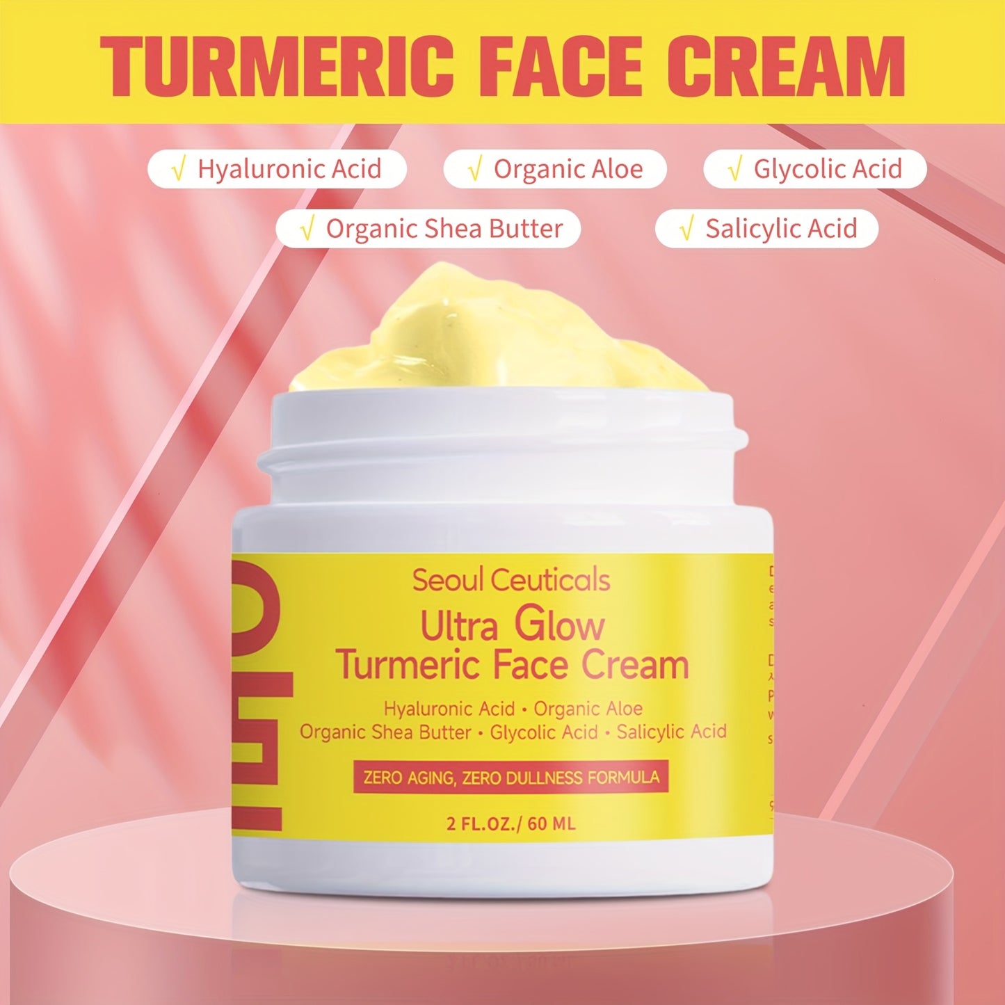 4pcs Salicylic Acid Turmeric Face Cream, Contains Turmeric, Aloe Vera, Ganoderma Lucidum, Salicylic Acid, Deeply Moisturizes And Nourishes The Skin, Making It Look Non-greasy, Smooth And Moisturizing Cream 2.03oz/1pc, Ideal F