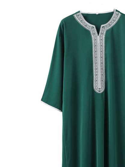 2024 New Middle Eastern Arabic Long-Sleeve Red Envelope Men's Muslim Robe