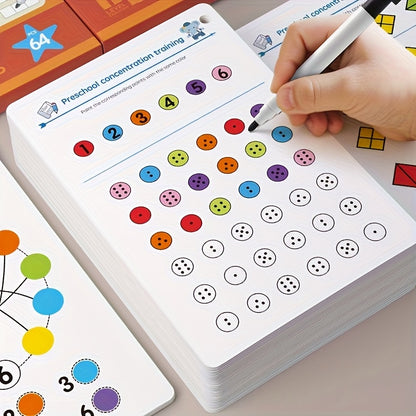 64-Page Magic Drawing Workbook for Kids Aged 3-8 - Enhance Hand-Eye Coordination & Writing Skills | Includes Erasable Pens and Refills, Essential Early Learning Tool for Back-to-School Season