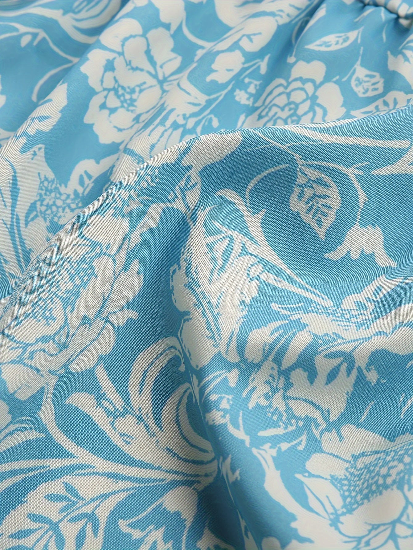 Floral Print Long Dress with Round Neck and Tie Detail - Woven Polyester, Adult Fit, All-Season Straight Dress
