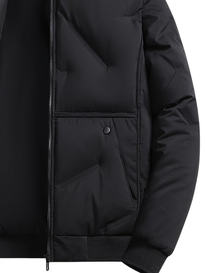 Men'S Heavyweight Thermal Jacket - Winter Coat with Full-Zip Closure, Beige/Neutral Tones - Non-Stretch Fabric for Cold Weather - Formal & Everyday Outerwear - Easy-Care Zipper Front Closure, Winter Jacket, Cold Weather Appar