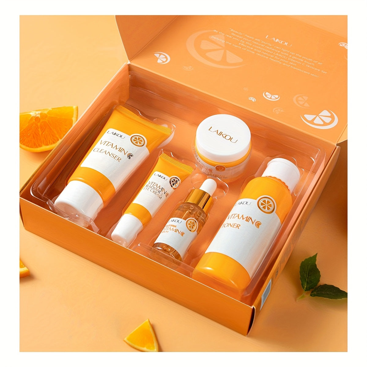 Vitamin C Skincare Set, 5 In 1 Skincare Gift Set With Cleanser, Toner, Face Serum, Face Cream And Eye Cream, Skin Care Products For Teen Girls, Long-Lasting Moisturizing Skincare Gift Set Birthday Mother'S Day Gifts For Women