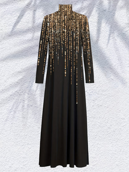 Women'S Elegant Islamic Abaya Dress - Long Muslim Robe with Golden Bead Accents, Black Formal & Casual Islamic Gown for Everyday, Weddings, Travel - Modest Muslim Clothing, Muslim Dress, Vacation Outfit, High Collar Design, M