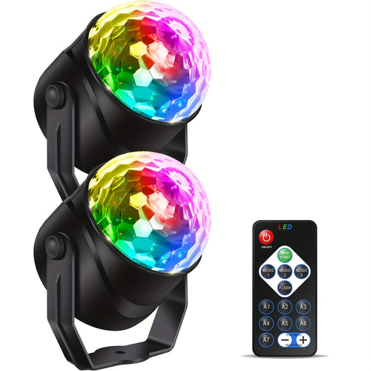 1pc/2pcs Sound Activated Party Lights, Dj Lighting, RBG Disco Ball, Strobe Lamp 7 Modes Stage Par Light For Home Room Dance Parties Birthday DJ Bar Karaoke Xmas Wedding Show Club Pubs