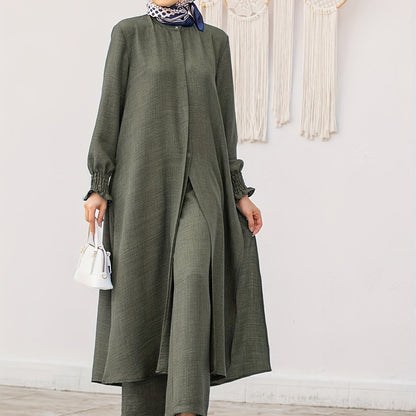 Middle East Ramadan Elegant Pure Muslim Casual Pants Set - Fashionable and Comfortable Design, Perfect for Daily Wear