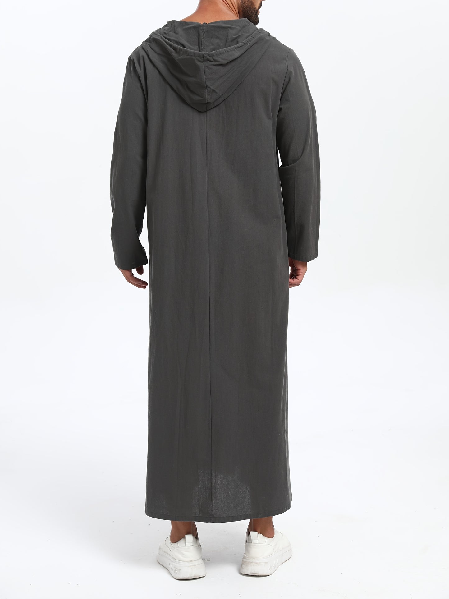 Men'S Arabic Hooded Robe - Traditional Islamic Full-Length Robe with Hood, Beige/Neutral Tones, Non-Stretch Fabric for Formal, Casual, Religious, Everyday & Special Occasions - Middle Eastern Cultural Attire, Muslim Dress, Fo