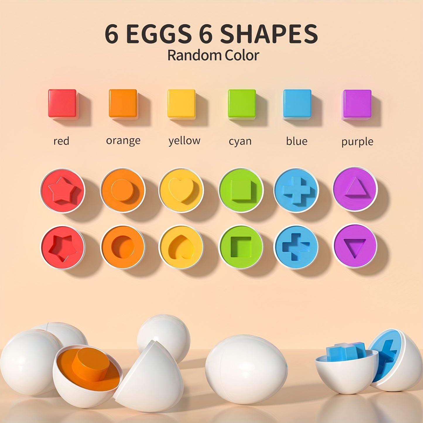 BABYHOME 12pcs Colorful Egg Shaped Jigsaw Puzzle Toy Set - Enhance Fine Motor Skills, Hand-Eye Coordination, And Early Learning for Toddlers And Preschoolers