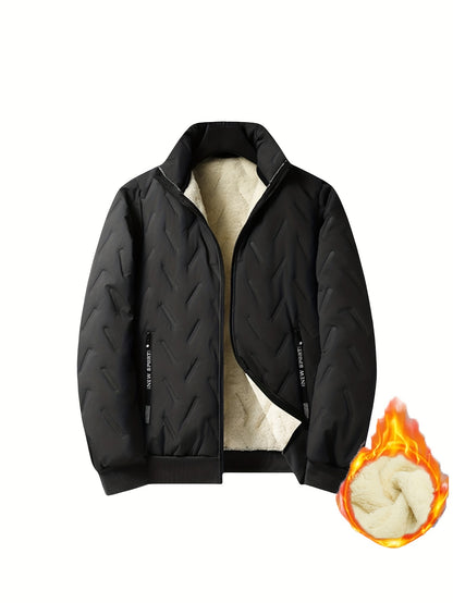 Two-Tone! 1pc Men's Autumn/Winter Thickened Hooded Jacket, Essential Winter Coat with Fleece Lining – Windproof & Warm Casual Workwear for Daily Outings, Commuting, Outdoor Activities, and Sports