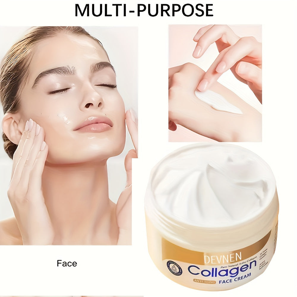 SADOER Collagen Face Cream 100g - Hydrating & Firming, Alcohol-Free with Glycerin & Hyaluronic Acid for All Skin Types