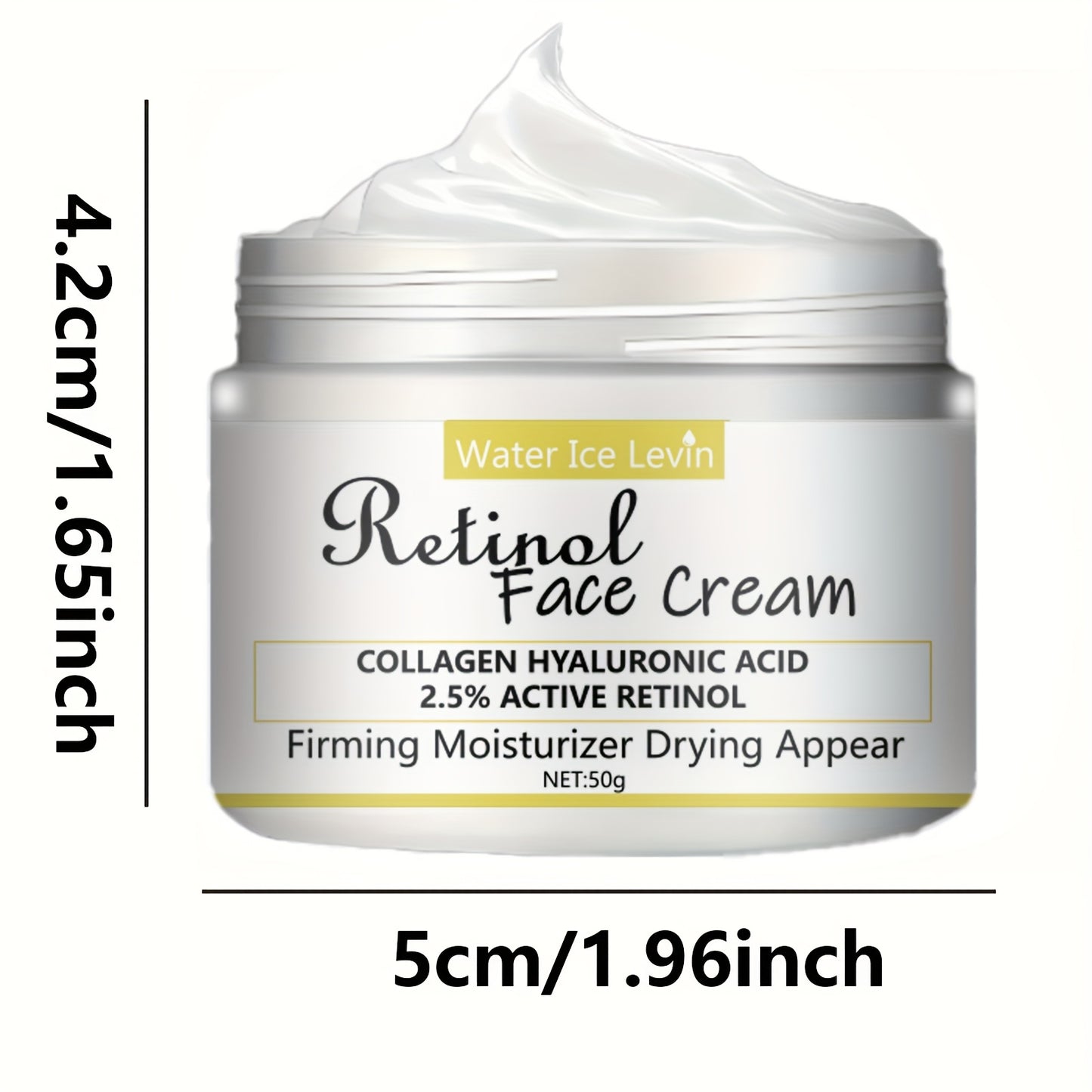 Retinol face cream with 2.5% active retinol, hyaluronic acid and collagen - moisturizing cream for men and women, can tighten and smooth skin - alcohol free, suitable for all skin types, 50g/1.76oz
