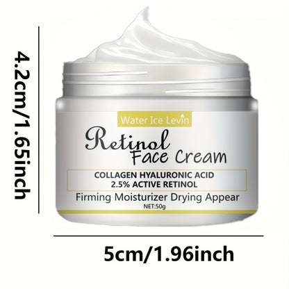 Retinol face cream with 2.5% active retinol, hyaluronic acid and collagen - moisturizing cream for men and women, can tighten and smooth skin - alcohol free, suitable for all skin types, 50g/1.76oz