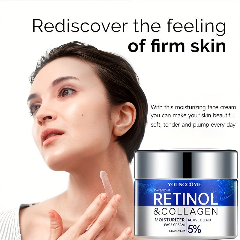 1.06/2.12oz Retinol & Collagen Moisturizer Face Cream, Can Sooth Dry Skin, Lubricate And Tighten Skin, Make Skin Tender And Delicate, Suitable For All Skin Types, And Make Your Skin Look Young With Plant Squalane