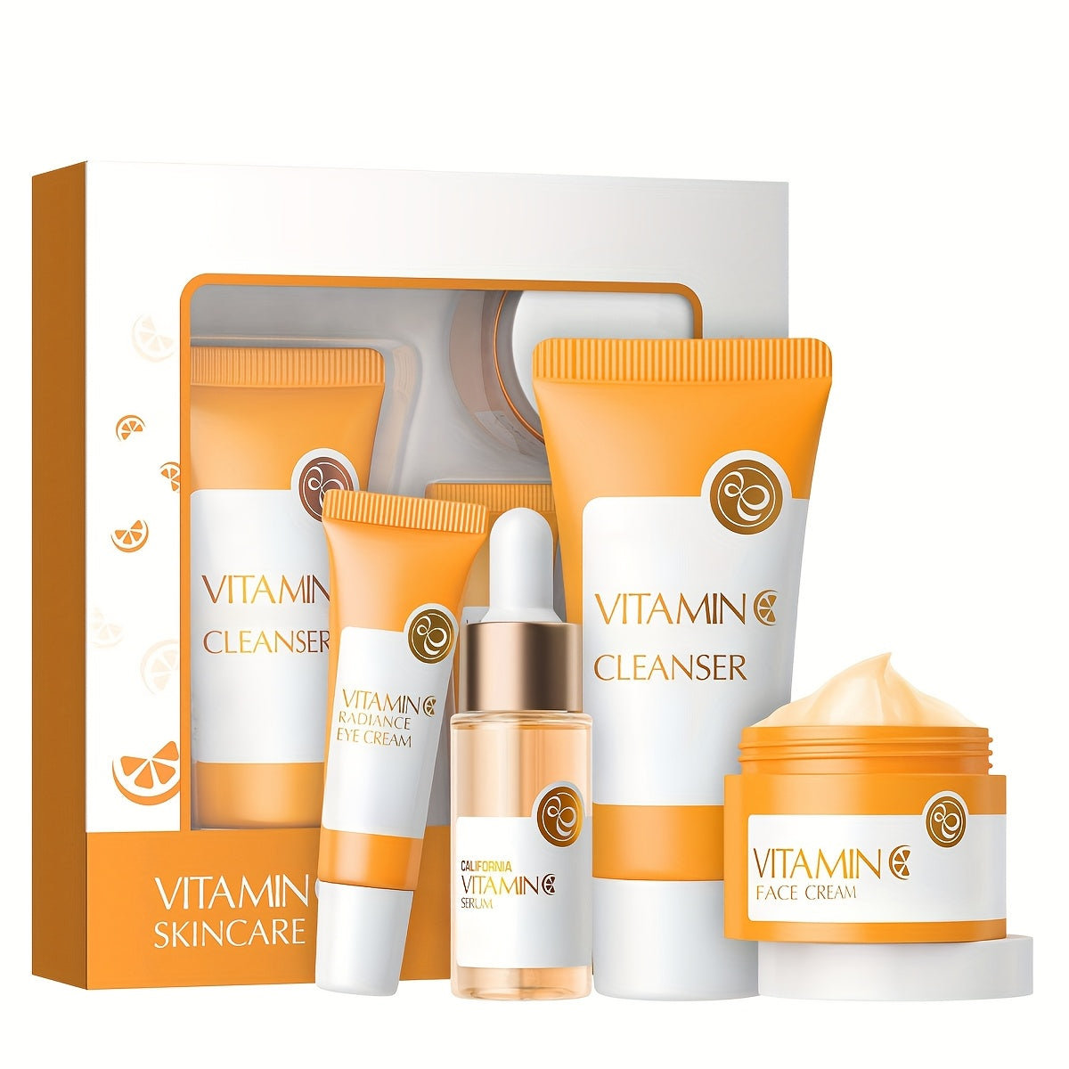 Vitamin C Skincare Gift Set, Hydrating Skincare Set for Teenage Girls, Vitamin C Skin Care Set - Cleanser, Toner, Face Serum, Eye Cream, Face Cream, Travel Size Face Skin Care Kit, Birthday Valentine's Day Mother's Day Gifts