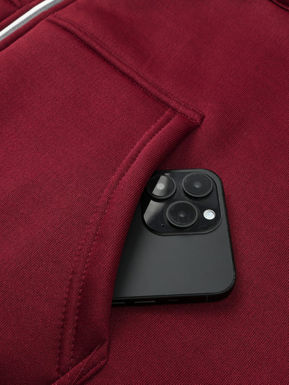 A Men's casual sports warm fleece hooded jacket with zipper opening and pocket, suitable for outdoor and training activities, autumn and winter clothing | casual style hooded sweatshirt | zipper hooded sweatshirt, Fleece Jack