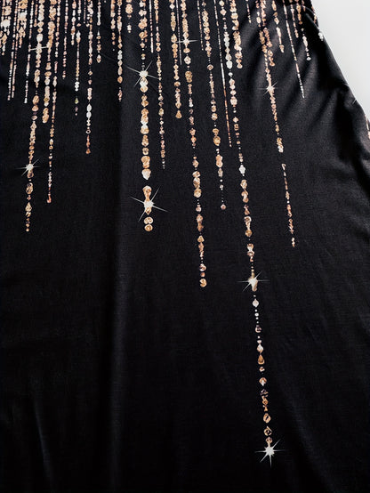 Women'S Elegant Islamic Abaya Dress - Long Muslim Robe with Golden Bead Accents, Black Formal & Casual Islamic Gown for Everyday, Weddings, Travel - Modest Muslim Clothing, Muslim Dress, Vacation Outfit, High Collar Design, M