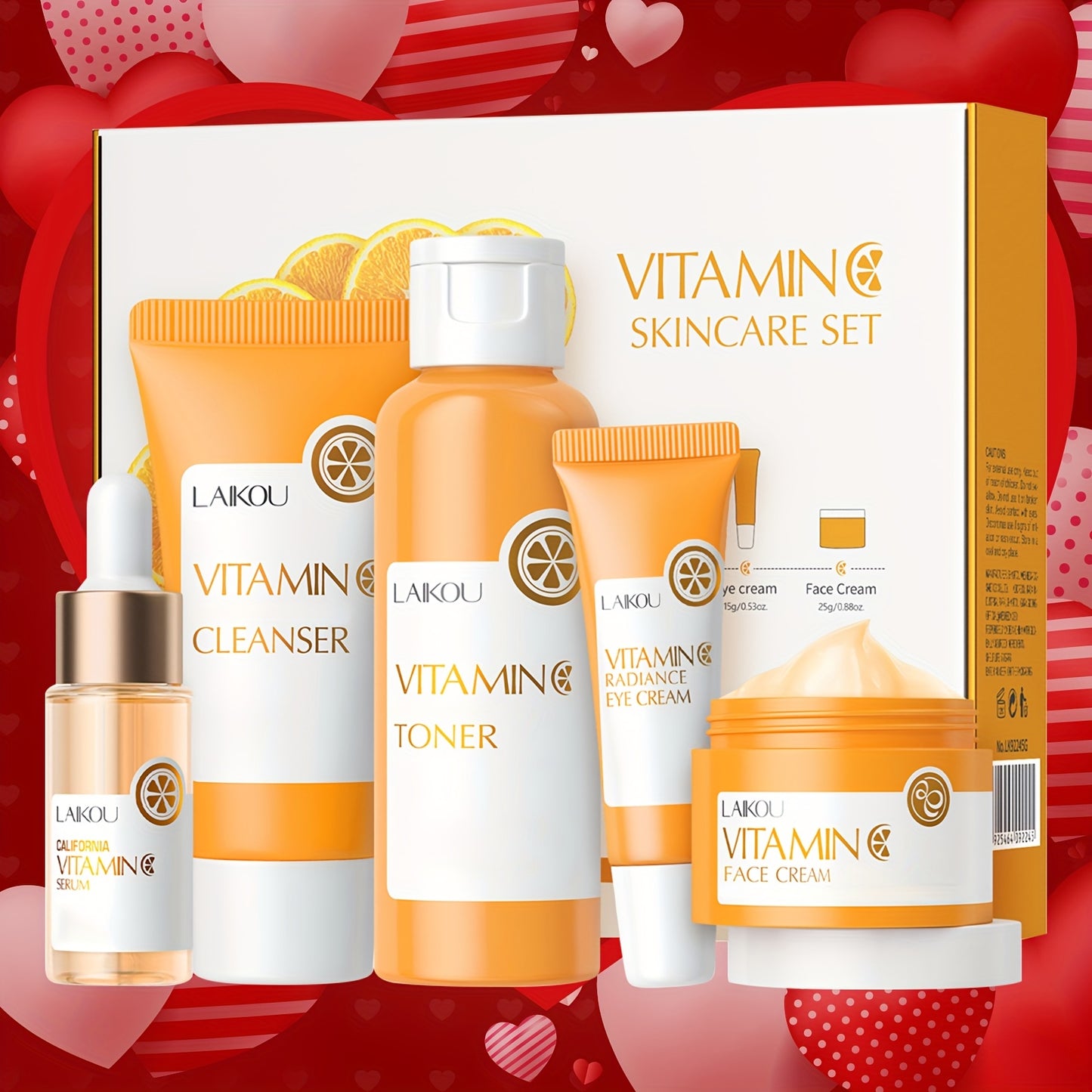 Vitamin C Skincare Set, 5 In 1 Skincare Gift Set With Cleanser, Toner, Face Serum, Face Cream And Eye Cream, Skin Care Products For Teen Girls, Long-Lasting Moisturizing Skincare Gift Set Birthday Mother'S Day Gifts For Women