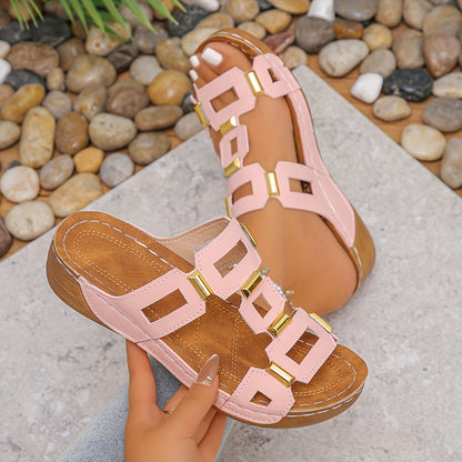 Women's Fashion Lightweight Casual Square Buckle Comfortable Slippers for Travel, Vacation & Home Wear