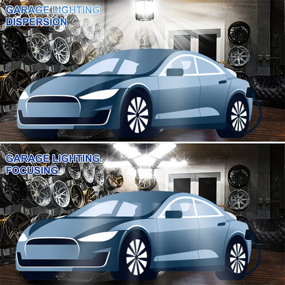 LED Garage Light Bulbs, 10000LM Super Bright Garage Lighting LED Shop Light With Adjustable Panels, E26/E27 Screw Socket Deformable Led Garage Ceiling Light Fixture For Warehouse, Corridor, Stadium