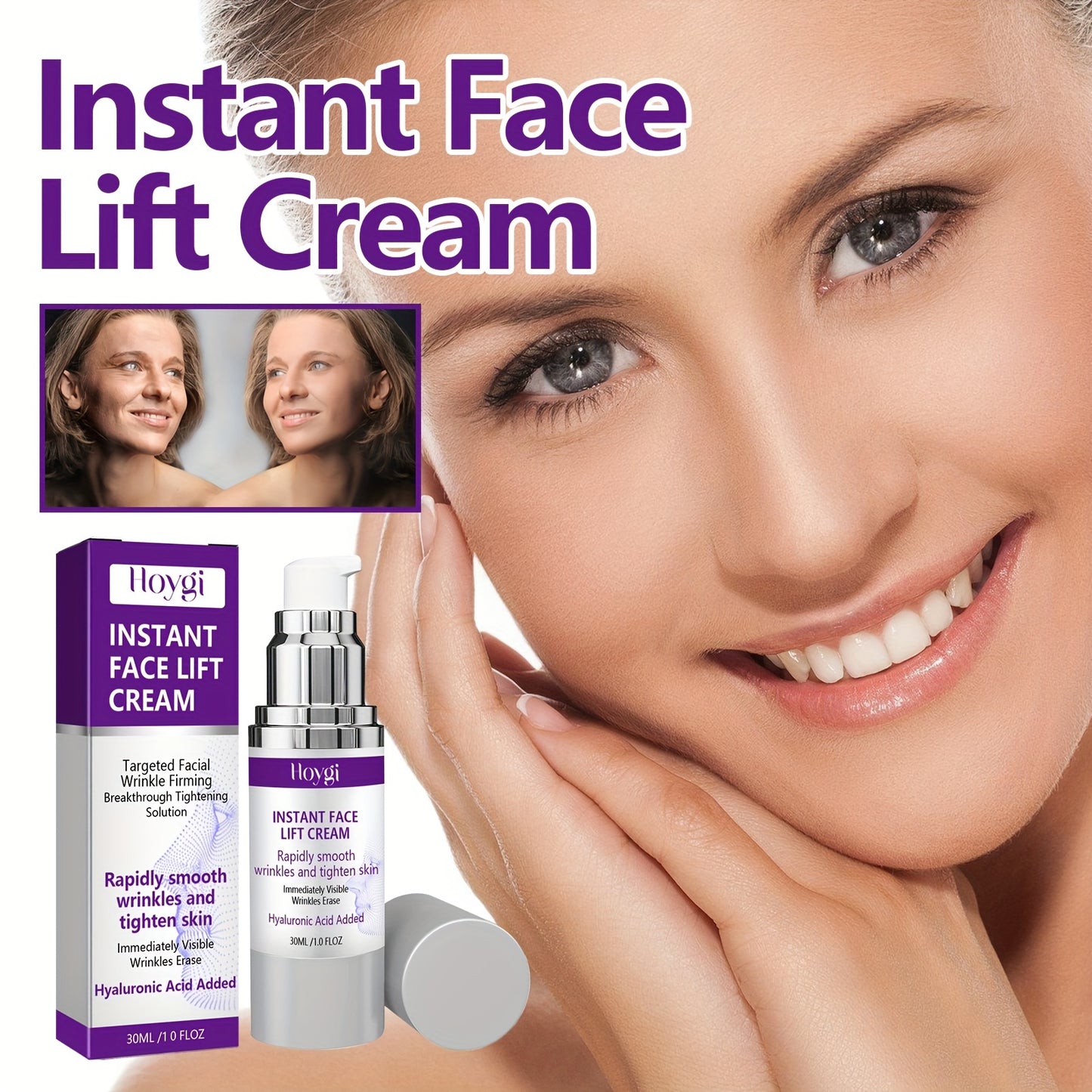 1.01oz Instant Face Lift Cream, With Hyaluronic Acid, Collagen, Kojic Acid And Retinol, Deep Moisturizing And Firming Facial Skin Face Cream