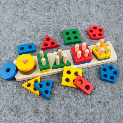 Youngsters Educational Building Blocks Toy Geometric Stacking Matching Shapes Color Recognition Pairing Early Learning Fine Motor Skills Classification