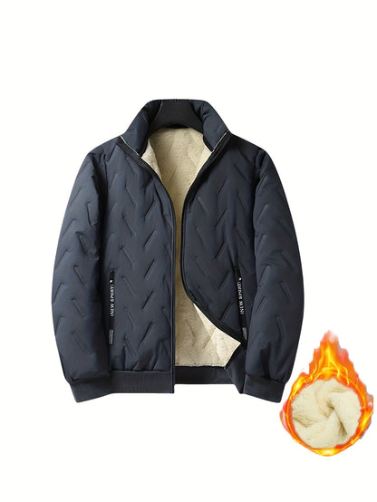 Two-Tone! 1pc Men's Autumn/Winter Thickened Hooded Jacket, Essential Winter Coat with Fleece Lining – Windproof & Warm Casual Workwear for Daily Outings, Commuting, Outdoor Activities, and Sports