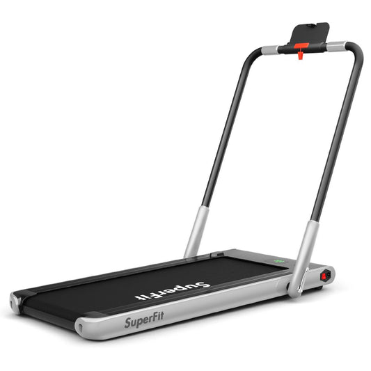 2 En 1 Tapis De Course Electrique Pliable 1 À 12 Km/H Avec Haut-Parleur Bluetooth Télécommande Moteur 1,67KW Noir Et Argenté