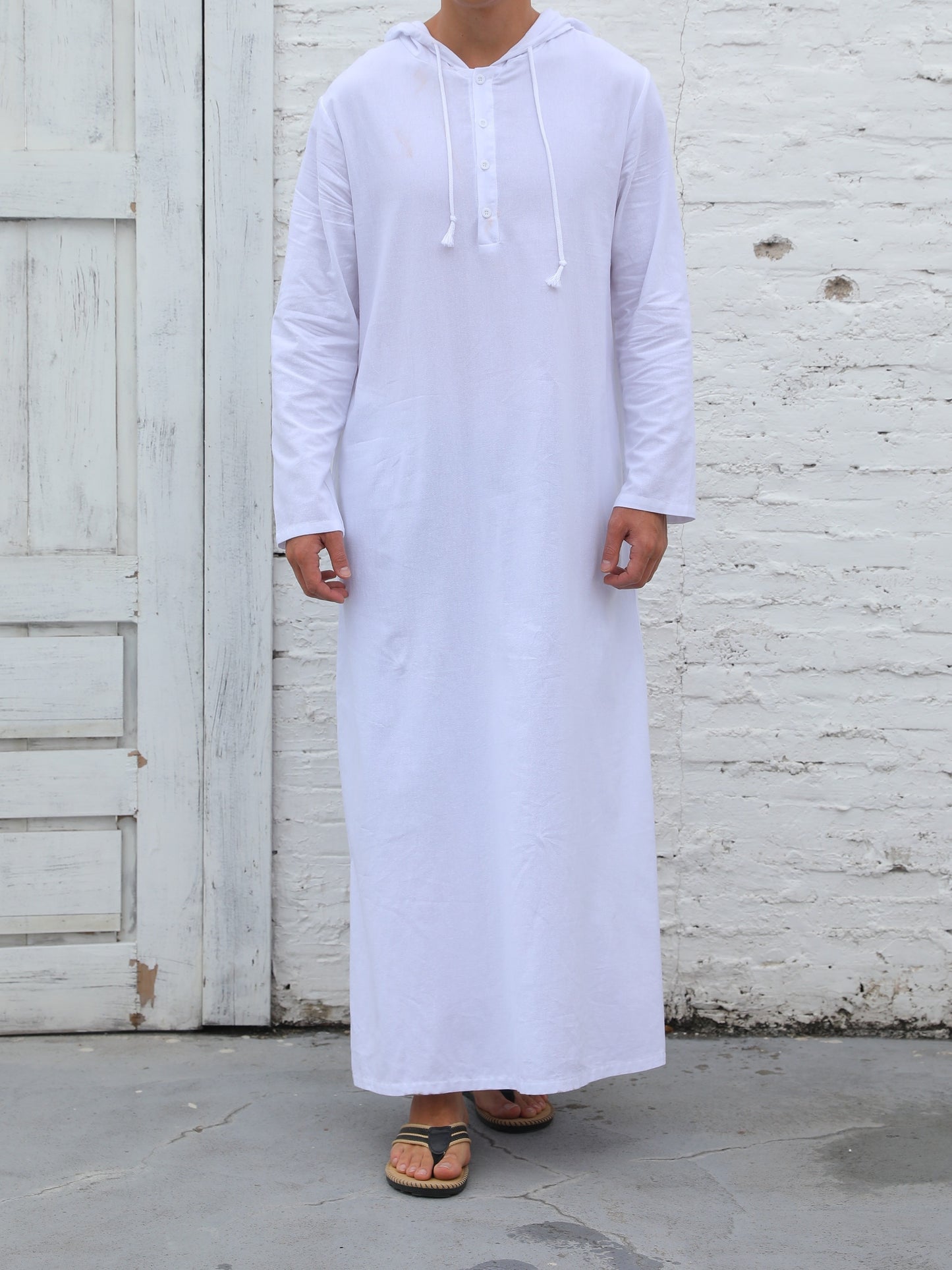 Men'S Arabic Hooded Robe - Traditional Islamic Full-Length Robe with Hood, Beige/Neutral Tones, Non-Stretch Fabric for Formal, Casual, Religious, Everyday & Special Occasions - Middle Eastern Cultural Attire, Muslim Dress, Fo