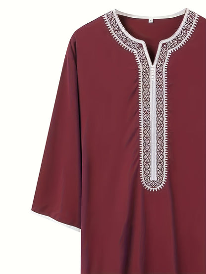 2024 New Middle Eastern Arabic Long-Sleeve Red Envelope Men's Muslim Robe