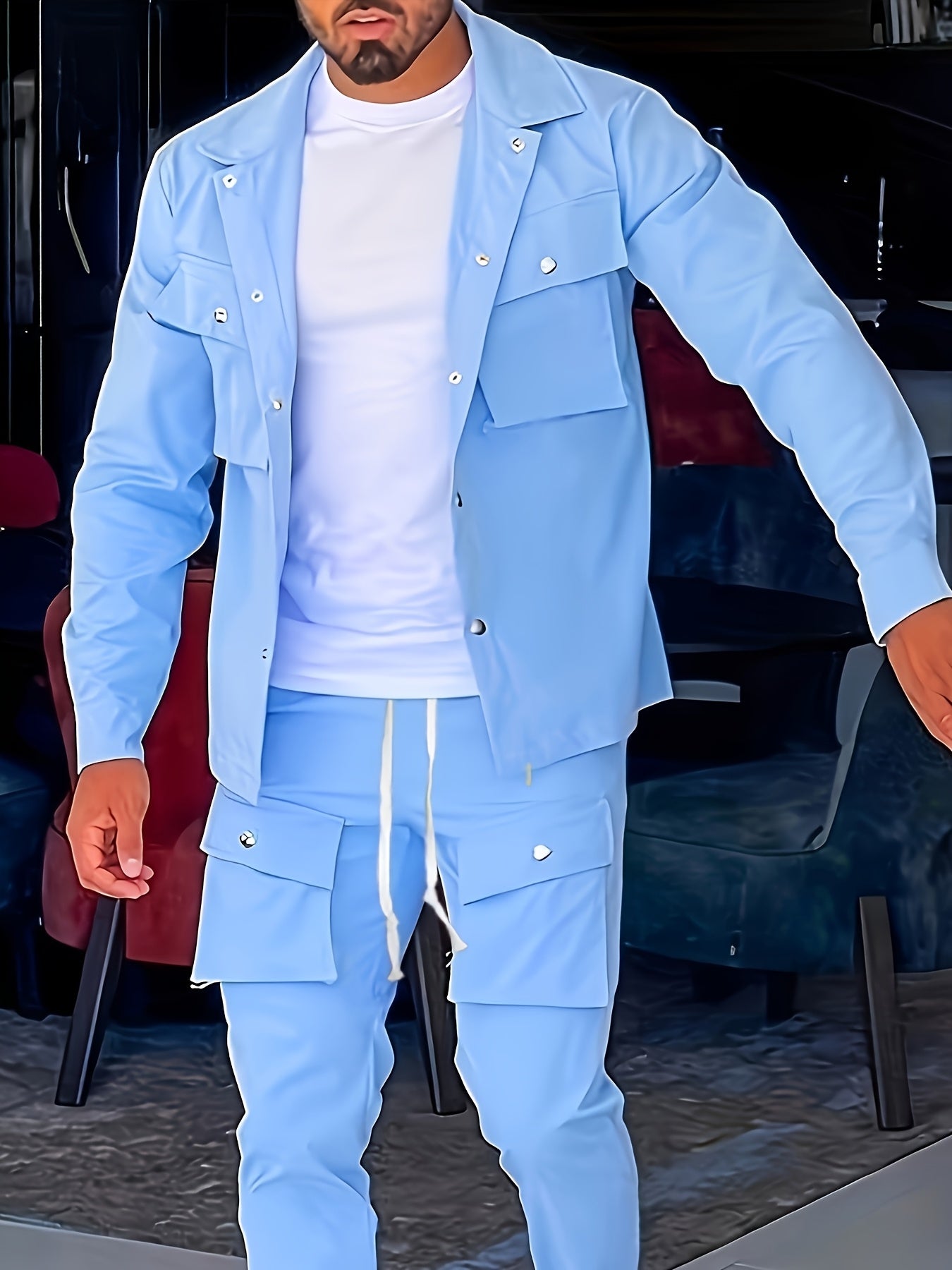 Men'S Stylish Casual Button-Up Shirt - Vibrant Blue, Long Sleeve, Casual Attire, Casual Wear | Vibrant Shirt | Casual Style Shirt