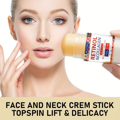 Rozino Retinol & Collagen Neck And Face Cream Stick, 40G - Deep Hydration For Soft, Firm Skin | Long-Lasting Moisture | Hypoallergenic With Glycerin | For All Skin Types