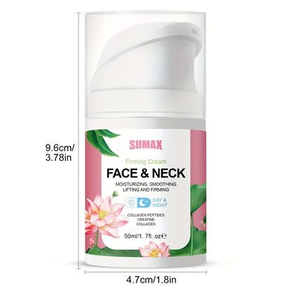 Sumax 1.69oz For Lotus Collagen Peptide Firming Face Cream - Contains Collagen, Retinol & Plant Squalane, Enhances Elasticity & Moisture For Smoother Skin, Alcohol-Free