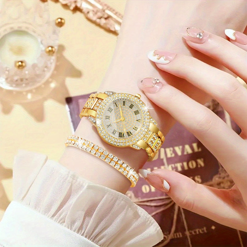 1 Round Elegant Business Casual Quartz Watch and 6 Jewelry Pieces - Perfect for Casual Attire and Gift Occasions, Birthday Gifts and Holiday Parties, Ideal for Women, Ladies, Family, Friends, Spouse, Mother