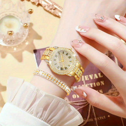 1 Round Elegant Business Casual Quartz Watch and 6 Jewelry Pieces - Perfect for Casual Attire and Gift Occasions, Birthday Gifts and Holiday Parties, Ideal for Women, Ladies, Family, Friends, Spouse, Mother