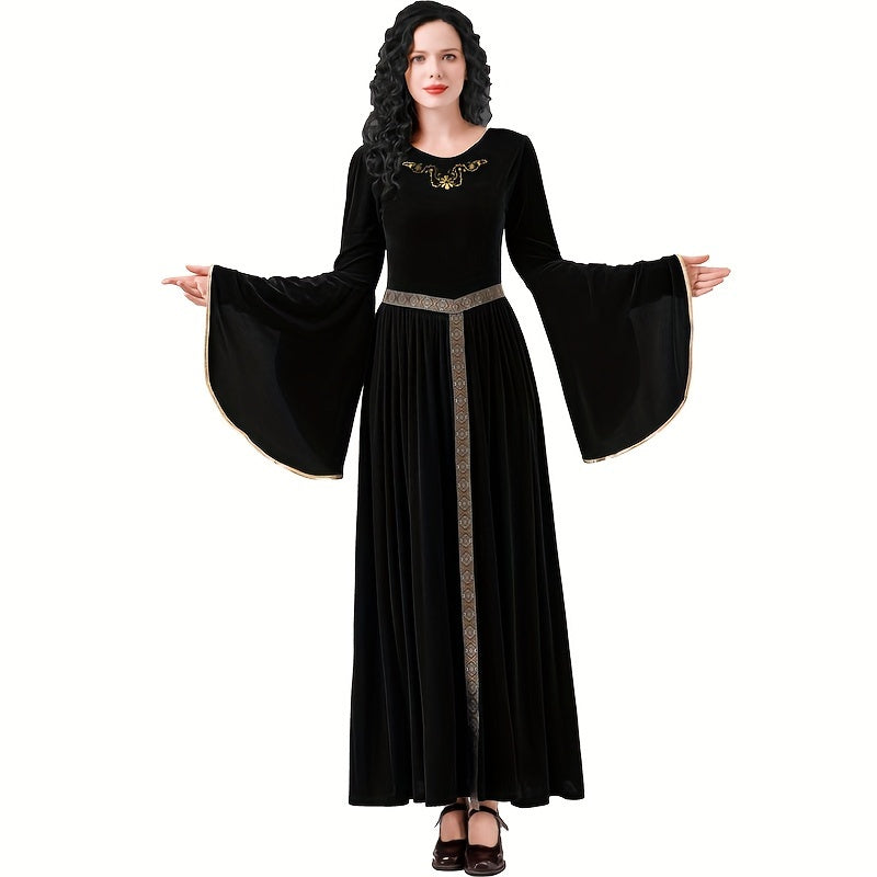 0821 Dress-up Set Two-piece: Dress + Belt Halloween Adult Female Cosplay Medieval Palace Long Dress Witch Queen Dress Festival Costume